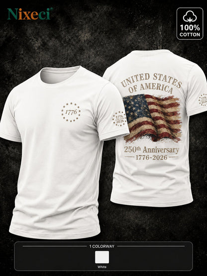 Men's Patriotic T-Shirt - Crew Neck Short Sleeve Weekend Style