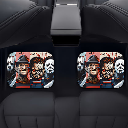 Set of 4 Universal Front And Rear Floor Mats Suitable for All Weather Conditions, Designed for Comfort And Durability in Cars, Suvs, And Trucks. These Sturdy Polyester Mats Your Vehicle'S Interior, Featuring a Scarlet Killer Breeze Design