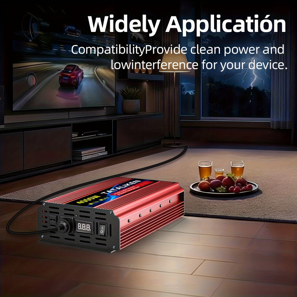 Pure Sine Wave Power Inverter 4000W/1300W Power Automotive Power Inverter - 12V To 110V Converter, LED Voltage Display Is Convenient