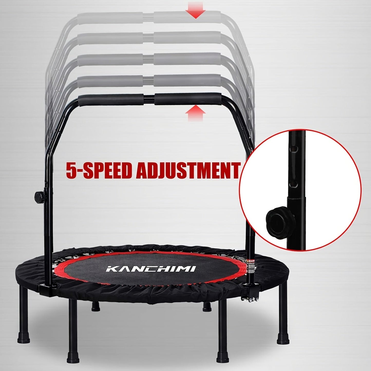 Foldable Mini Trampoline 40 Inch – Fitness Rebounder with Bungee Cords & U-Shape Foam Handle, 450 / 550 LBS Capacity, Quiet Stable Exercise Trampoline for Adults, Indoor & Outdoor Home Gym Workout