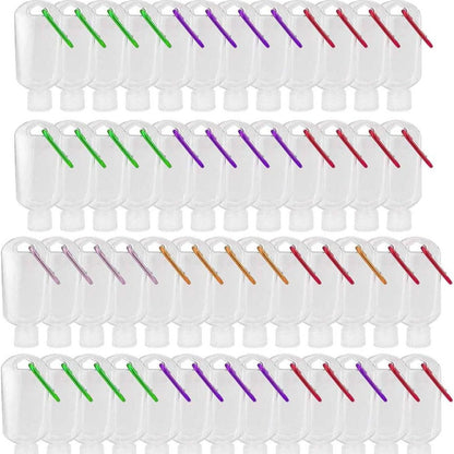 TSA Approved Travel Bottles with Keychain Leakproof Refillable Squeeze Containers 50-Pack Clear Plastic 1.7oz 50ML for Toiletries Lotion Shampoo Conditioner Soap Hand Sanitizer Essential Oils