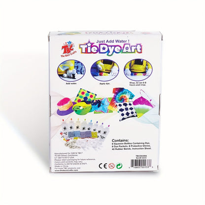 8-Color Tie Dye Kit for Kids & Adults – All-in-One DIY Fabric Dye Set with Squeeze Bottles Gloves Rubber Bands & Refill Packs, Tie-Dye Party Activity Gift 36+ Projects