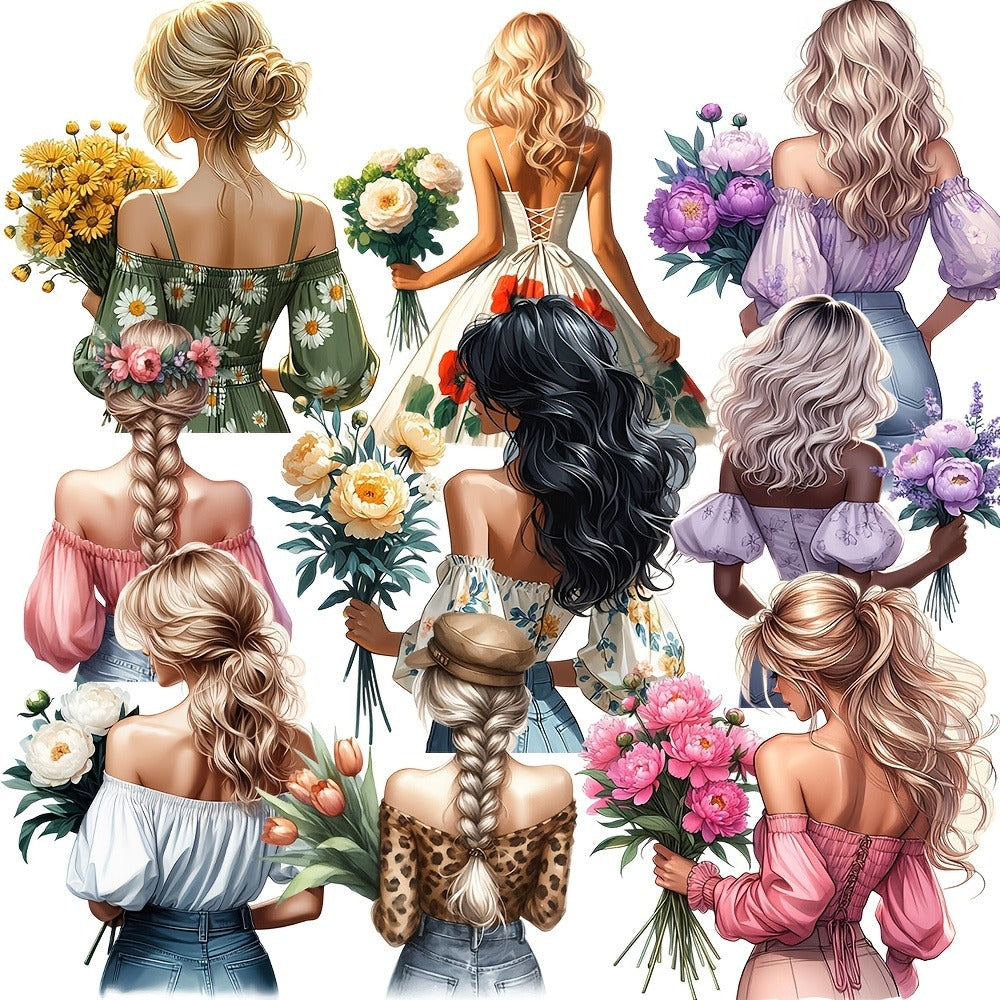 Aesthetic Floral Stickers for Journaling 16pcs – Floral Girl Artistic Cut-Out Scrapbook Sticker Sheets, 2 Styles, Decorative Planner Bullet Journal Decor, Birthday Gift for Teens Girls