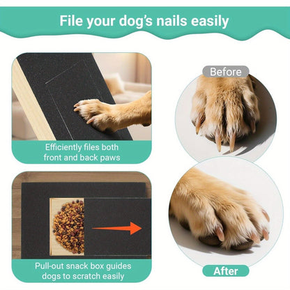 Dog Scratch Pad for Nails – Adjustable 3-Angle (45–65°) Foldable Nail File Scratch Board, Includes 2 Sandpaper Sheets, Nail Clipper Alternative for Dogs, with or without Bracket