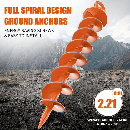 Heavy-Duty Spiral Earth Anchors 15", 4-Pack – Orange