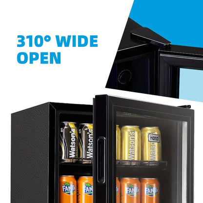 Beverage Refrigerator with Glass Door – Mini Fridge 2.0/3.5/4.0 Cu Ft, LED Lights, Adjustable Shelves, R600a Cooling for Beer, Wine & Drinks, Home, Office & Bar