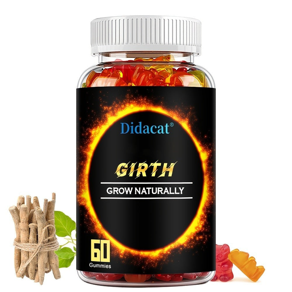 Ashwagandha Gummies for Men — GIRTH Male Vitality & Energy Supplement with KSM-66 Ashwagandha for Strength, Stress Relief & Hormonal Balance | Natural Performance Boost | 60 Gummies Per Bottle | 1 or 3 Pack