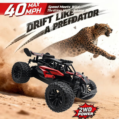 RC Monster Truck 1:18 Scale Alloy 2.4GHz Off-Road Remote Control Car with LED Headlights & All-Terrain Tires, High Speed 33KM/H – Birthday Gift for Kids Boys Girls Adults Ages 6+
