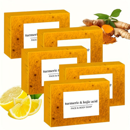 Turmeric Soap Handmade Bar – Lemon, Quercetin & Vitamin E Natural Soap with Olive Oil, Deep Cleansing & Moisturizing, Brightening Body & Face Wash Soap, Turmeric Shampoo Bar for All Skin Types