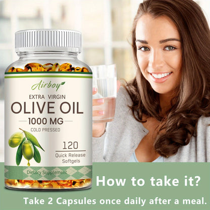 Extra Virgin Olive Oil Capsules 120 Softgels with Omega-9 Omega-6 & Palmitic Acid — Heart Health Cardiovascular Wellness & Antioxidant Support Supplement for Women and Men | 1 or 2 Bottle Options