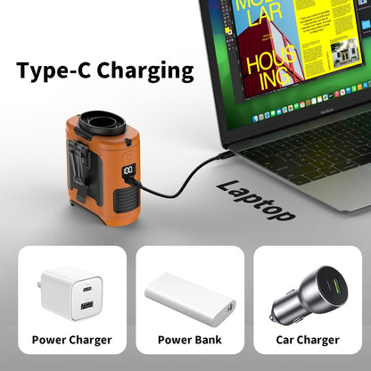 Wearable Neck Fan Rechargeable 10000mAh, 5-in-1 Portable USB Fan 22000RPM Brushless Motor, 5 Wind Speeds, LED Power Indicator, Built-in Flashlight, Hands-Free for Camping Hiking Fishing Outdoor Indoor