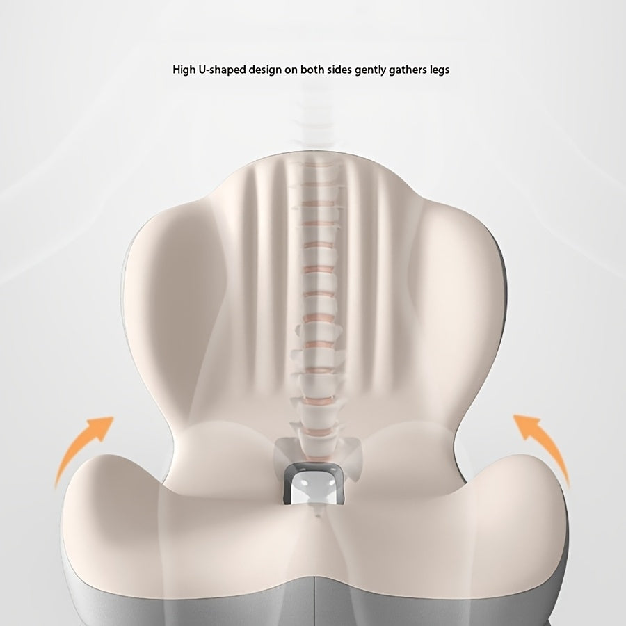 Memory Foam Integrated Seat Cushion, Ergonomically Designed, Raised Back, Hollow And Breathable, Office Chair Cushion, Buttock Cushion, Suitable for Various Scenarios