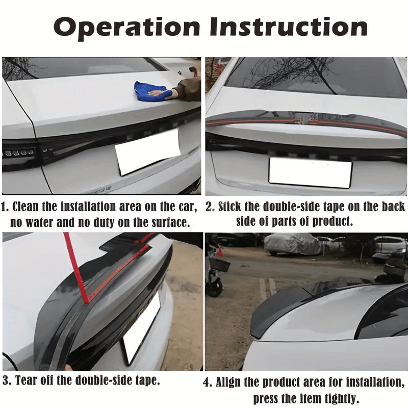 New Style Universal 3pcs Sedan Rear Trunk Tail Rear Wing Spoiler 46.06-50.0inch Adjustable DIY Refit Boot Wings Spoiler Car Accessory