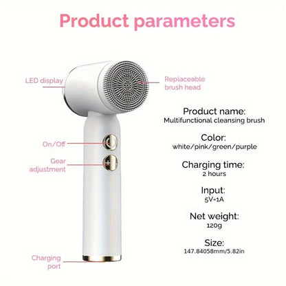 EMS Microcurrent Face Massager Skin Tightening Device V-Face Lifting Double Chin Reducer Neck Rejuvenation 6-in-1 Brush Heads 3-Speed USB Rechargeable Portable Beauty Tool for Women