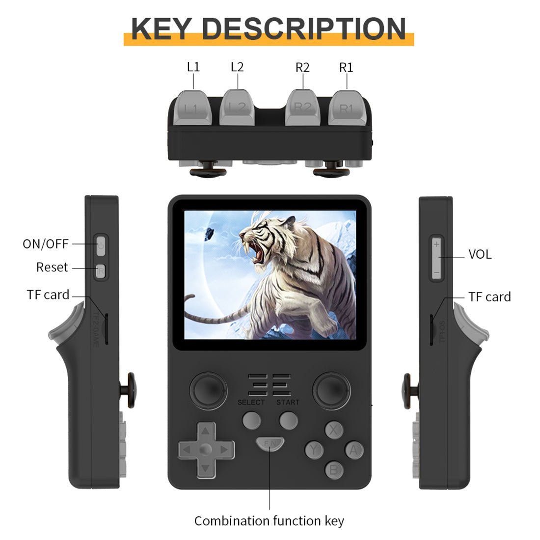 Open Source Retro Handheld Game Console Powkiddy RGB20S 3.5 Inch IPS 640x480 RK3326 ArkOS Linux Dual TF 256GB Portable Classic Emulator Gaming Device