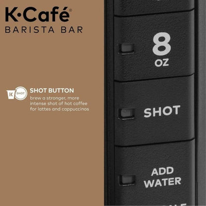 Keurig K-Café Barista Bar Single Serve Coffee Maker – Hot & Iced Coffee, Cold Brew, Coffee Shot, Brew Over Ice, 3 Cup Sizes 8-12oz, 42oz Reservoir, K-Cup Compatible – Black, Certified Refurbished