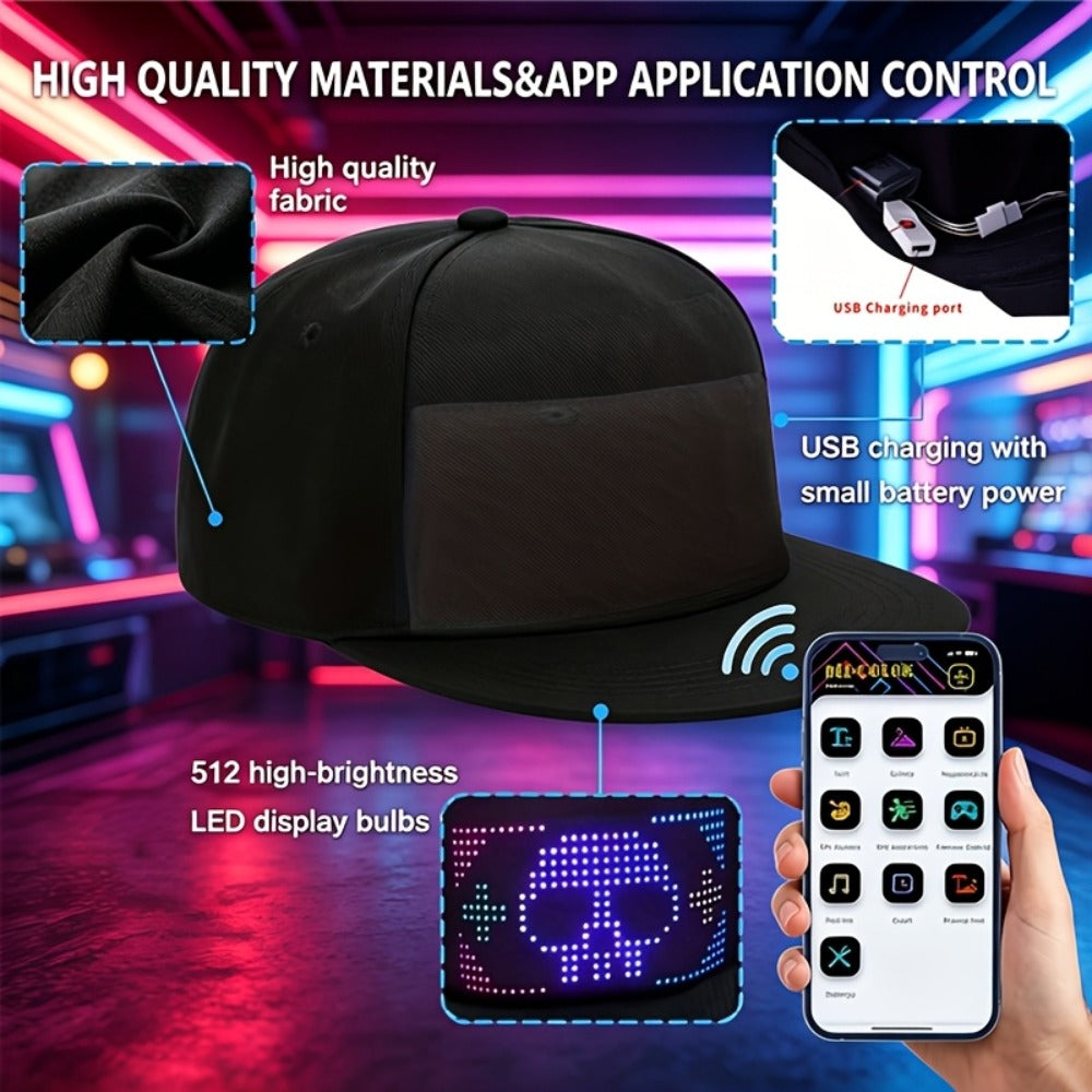 LED Party Hat App Controlled Programmable Light Up Hat – Custom Text Music Images for Rave Club Dance Halloween 4th of July Festival, Cool Gift for Boys Girls Men Women