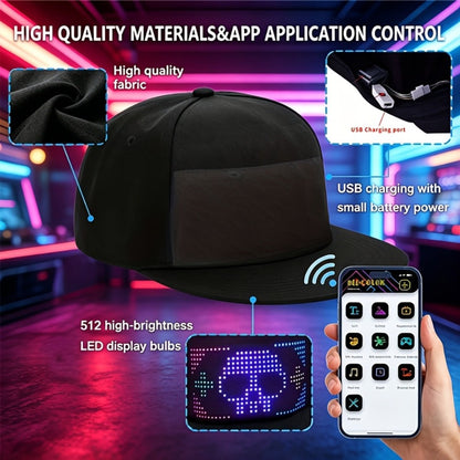 LED Party Hat App Controlled Programmable Light Up Hat – Custom Text Music Images for Rave Club Dance Halloween 4th of July Festival, Cool Gift for Boys Girls Men Women