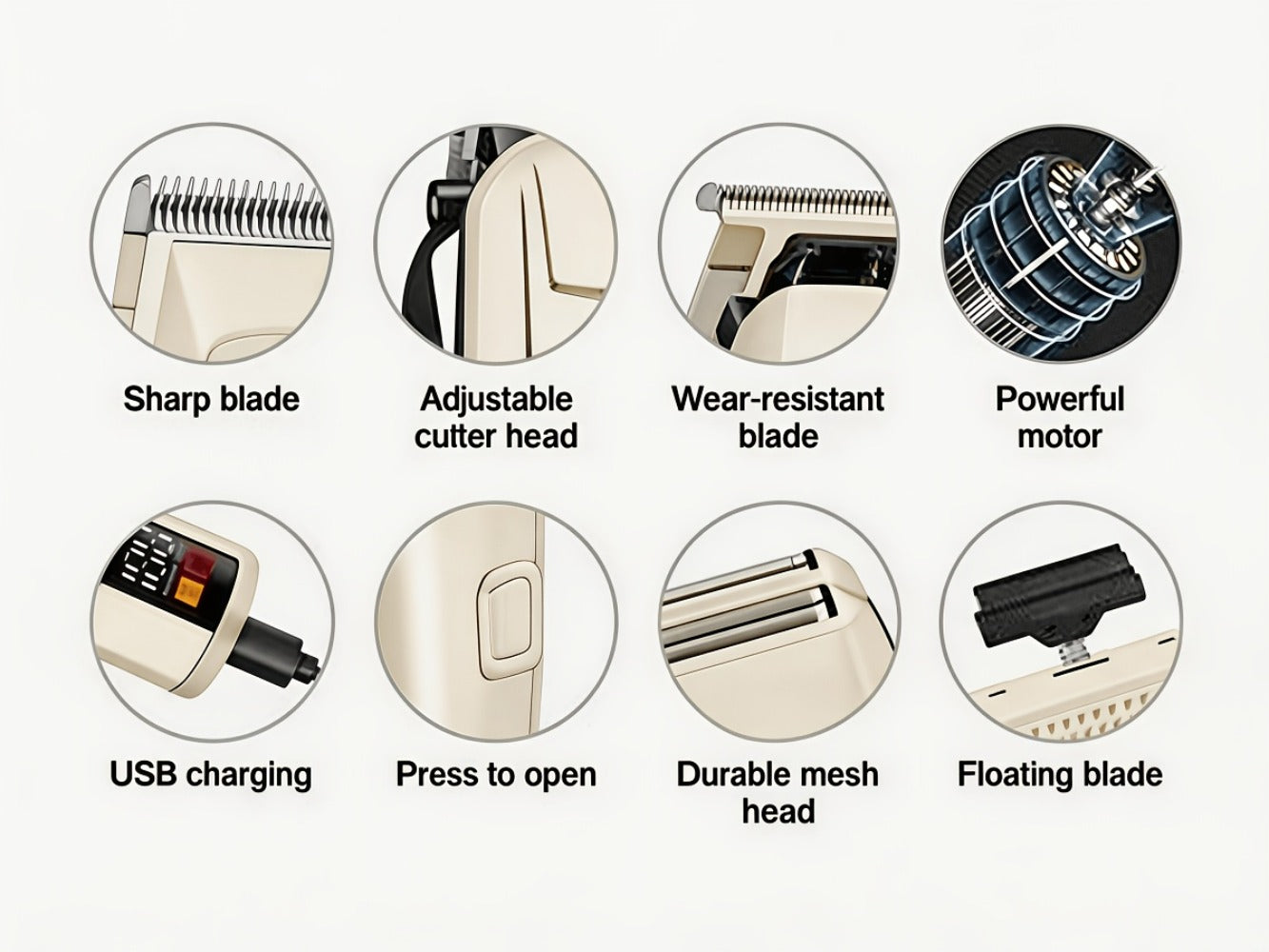 USB Rechargeable Hair Clipper for Men with LCD Display — Professional Large-Capacity Battery Clipper, Reinforced White Design, Home Salon & Travel Essential, Gift for Dad & Son