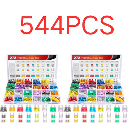 372/544pcs Car Fuse Assortment Kit 96 Standard Blade Fuses Automotive 96 Mini Fuses 96 LP Mini 84 Micro2 Fuse 1 Puller for Auto RV Truck Boat (2A 5A 7.5A 10A 15A 20A 25A 30A 35A)