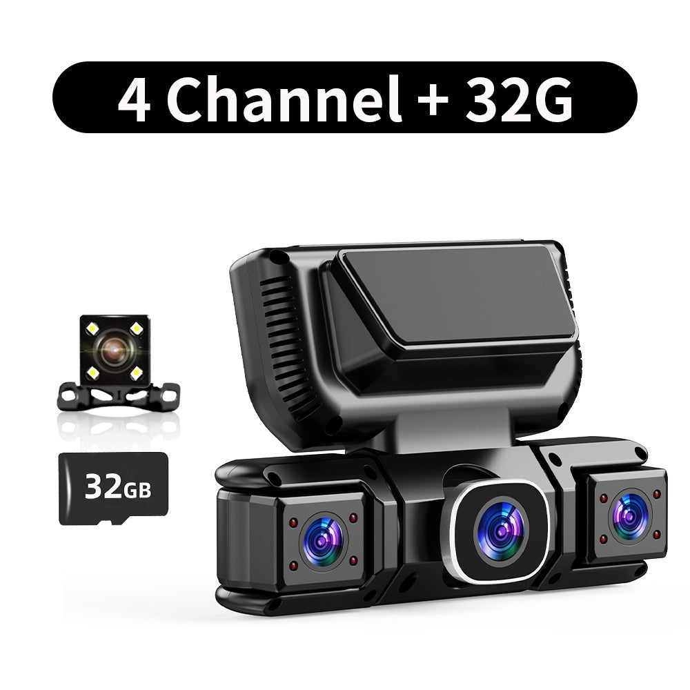 360° 3/4 Lens Dash Cam USA, 4 Channel Front/Rear/Left/Right Recording, Night Vision, 3.16" IPS Screen with Wifi, G-Sensor, Parking Mode, 32GB Card Optional/No Card