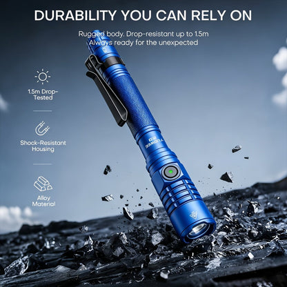Tactical Penlight 1200 Lumen EDC Flashlight | High-Brightness Torch with Tail Switch Multi-Mode | Slim Pocket Light for Everyday Carry, Camping, Outdoor Activities & Work Lighting