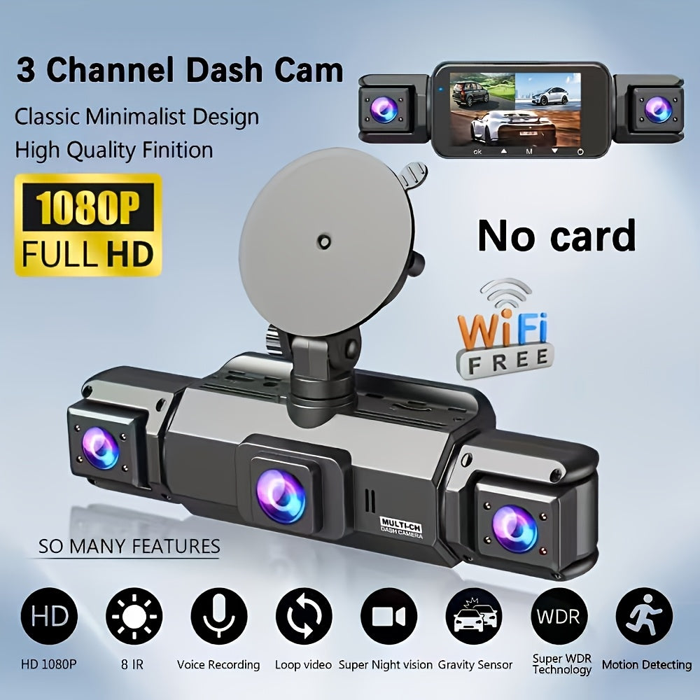 360 ° 3/4-channel 1080P High-definition Ultimate Safety Driving Recorder Set, Dash Camera for Cars, Night Vision, Loop Recording - Car, 24/7 Recording Parking Mode Monitor, WDR, G-Sensor, Optional 32GB Card