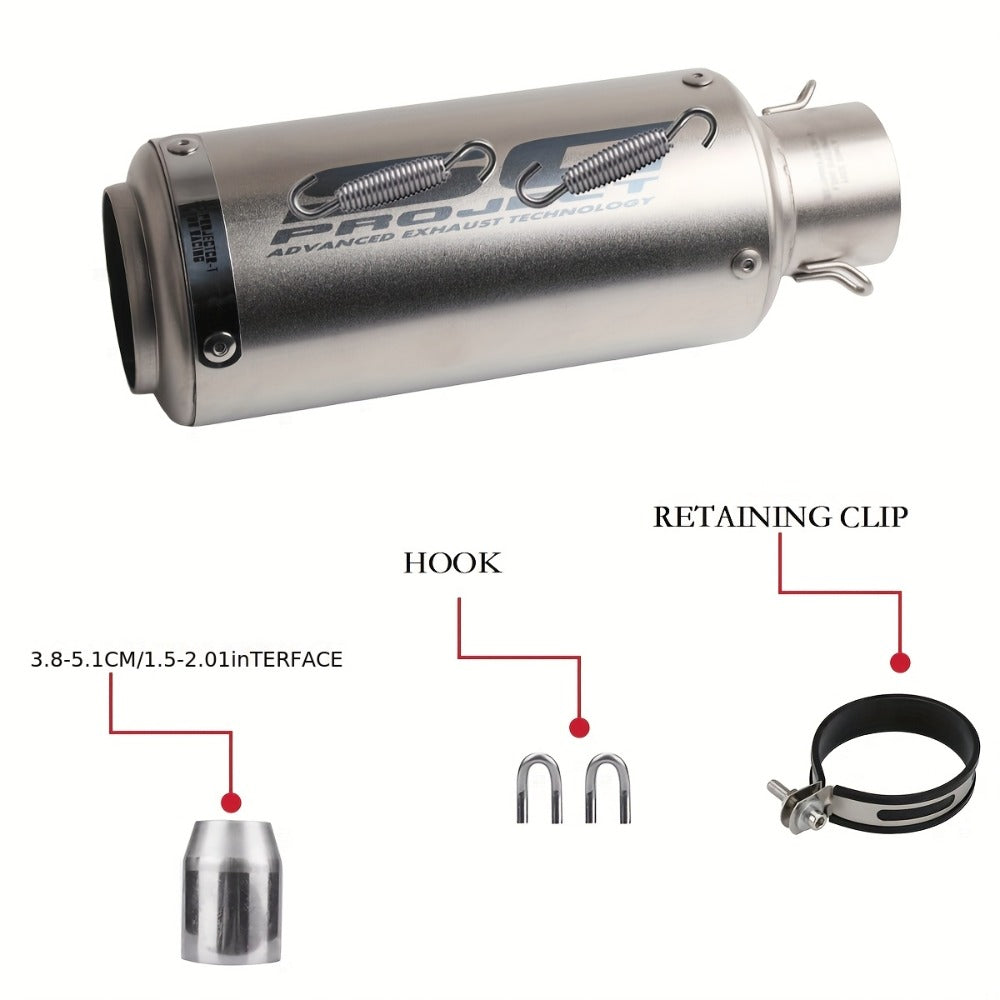 Universal 51mm Motorcycle Exhaust Pipe Stainless Steel Slip-On Muffler for Z900 FZ6 RC390 S1000XR Off-Road Motorcycles Black Strip Titanium ANMIEN