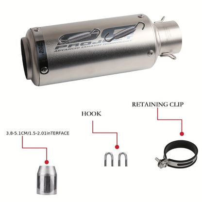 Universal 51mm Motorcycle Exhaust Pipe Stainless Steel Slip-On Muffler for Z900 FZ6 RC390 S1000XR Off-Road Motorcycles Black Strip Titanium ANMIEN