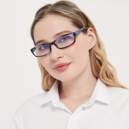 Reading Glasses 5 Pack for Women and Men Blue Light Blocking Readers Rectangular Spring Hinge Frame Anti Eyestrain Computer Reading Glasses Lightweight Fashionable Multi-Color Set Magnification 1.0 to 4.0