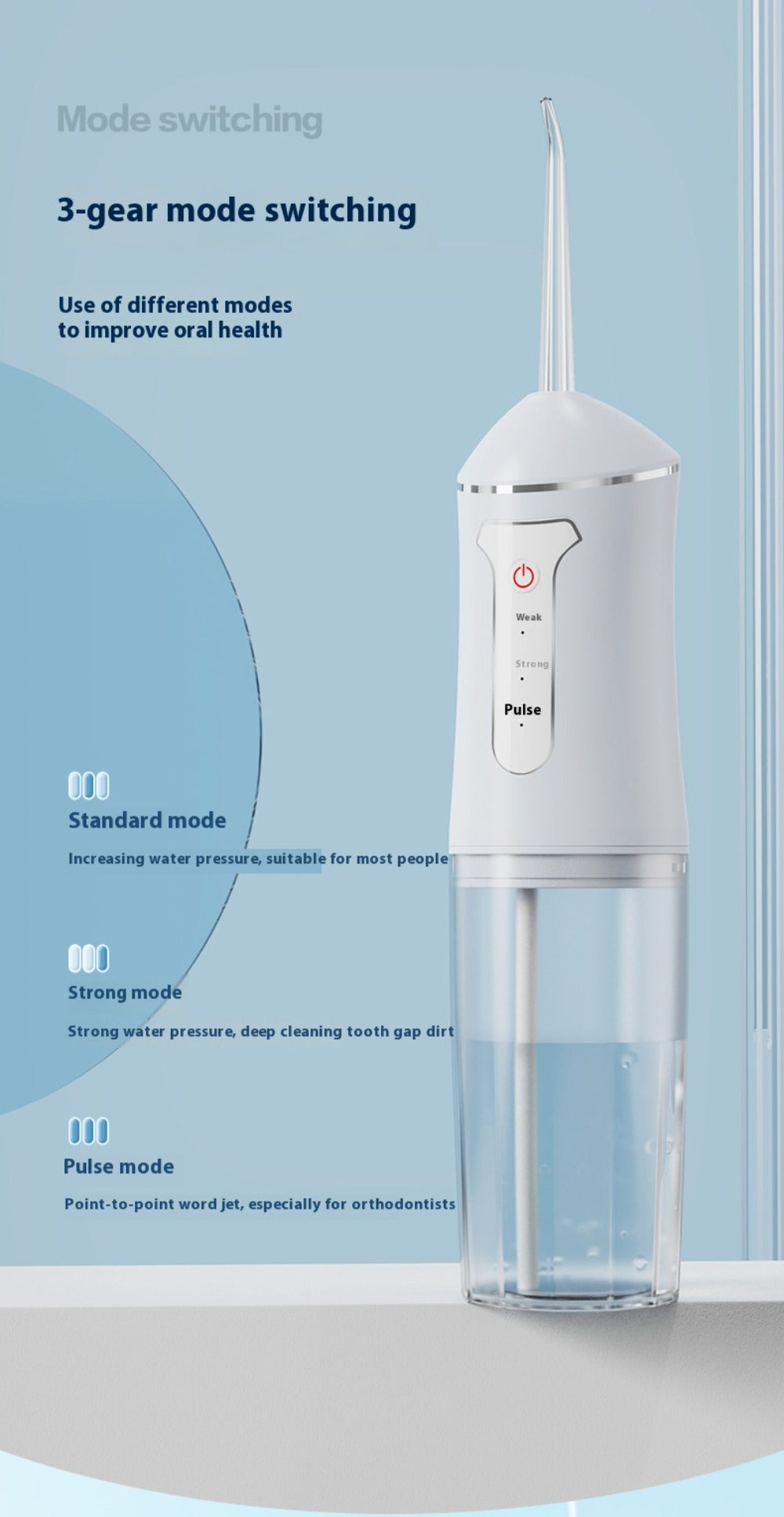 Smart Chip Water Flosser Cordless Oral Irrigator USB Rechargeable 4 Nozzles Orthodontic Tip 3 Cleaning Modes Portable Electric Dental Water Pick for Braces Gum Health Travel Home Men Women
