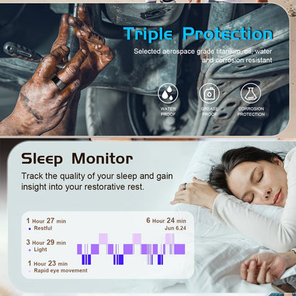 Smart Ring Fitness & Health Tracker for Men & Women – Heart Rate, Sleep, Steps, Calories, Body Temp & HRV Monitoring, IP68 Waterproof, iOS & Android Compatible