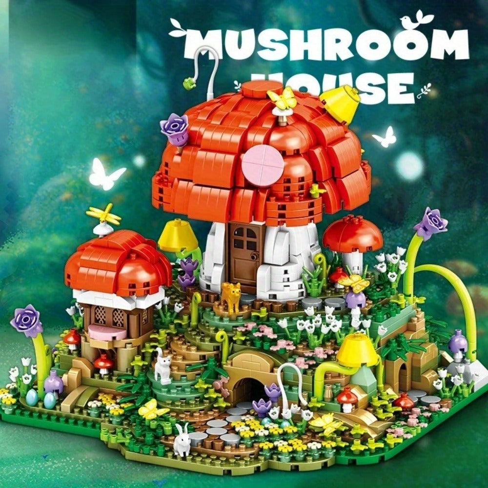 Fairy Mushroom House Building Blocks Set 2000+ Pcs – Mythical Fantasy Miniature Architecture Model 663 Desktop Decoration Display for Adults Teens Birthday Christmas Gift Fantasy Lovers