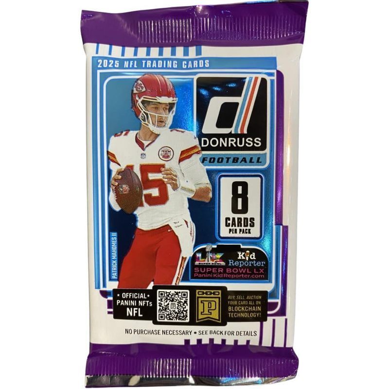 2025 Panini Donruss Football NFL Retail Pack 8 Trading Cards Look for Downtown Inserts Rated Rookies White Hot Rookies Gridiron Kings Signature Marks Toploader StreetCards Magnet NFL Collector Pack