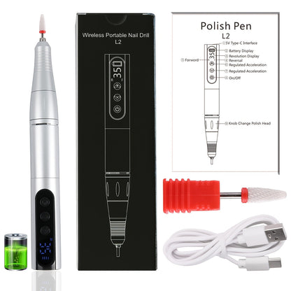 35000RPM Electric Nail Drill Rechargeable – Portable USB-Powered Low Noise Nail Efile for Manicure & Pedicure | Professional Cordless Nail Drill for Acrylic & Gel Nails, Gift for Women