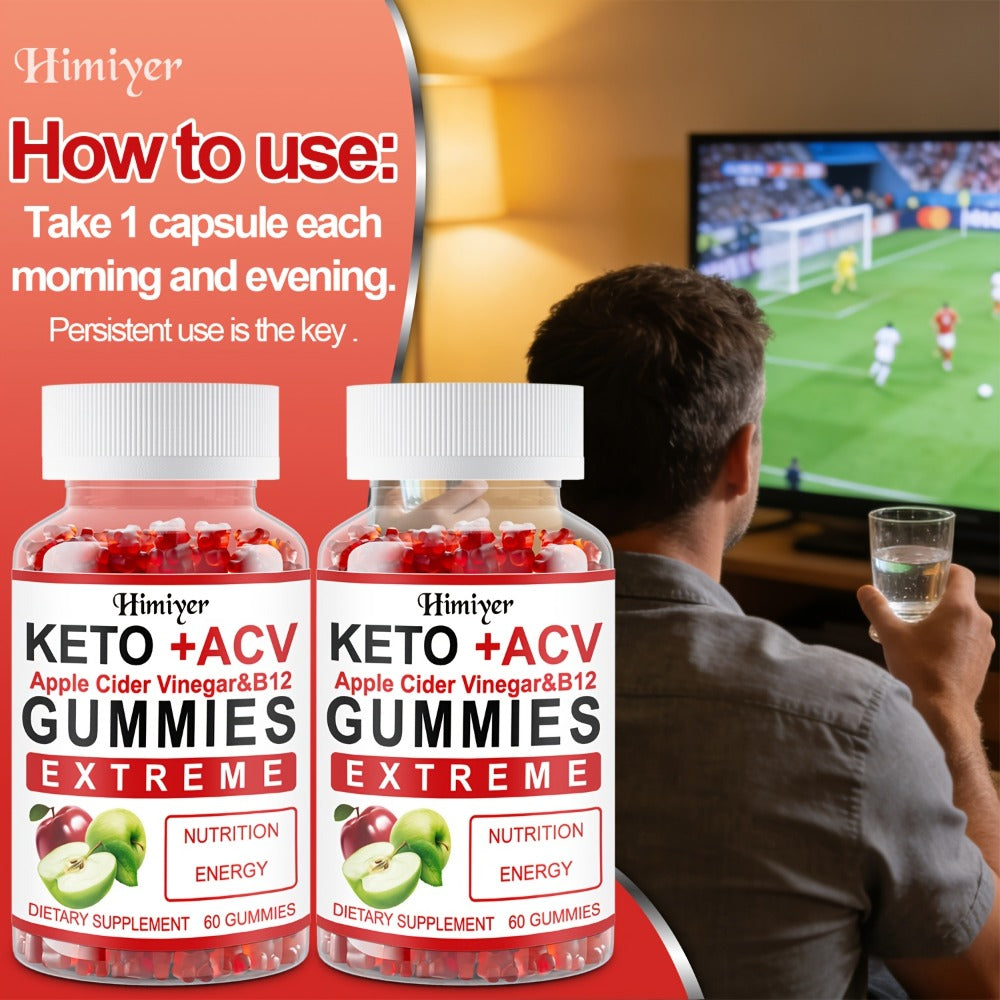 Apple Cider Vinegar Gummies with Pomegranate, Beet Juice & Vitamin B12 — Keto ACV Gummies for Weight Management, Digestion, Energy & Gut Health, Vegan Probiotic Formula, 60 Gummies for Women & Men