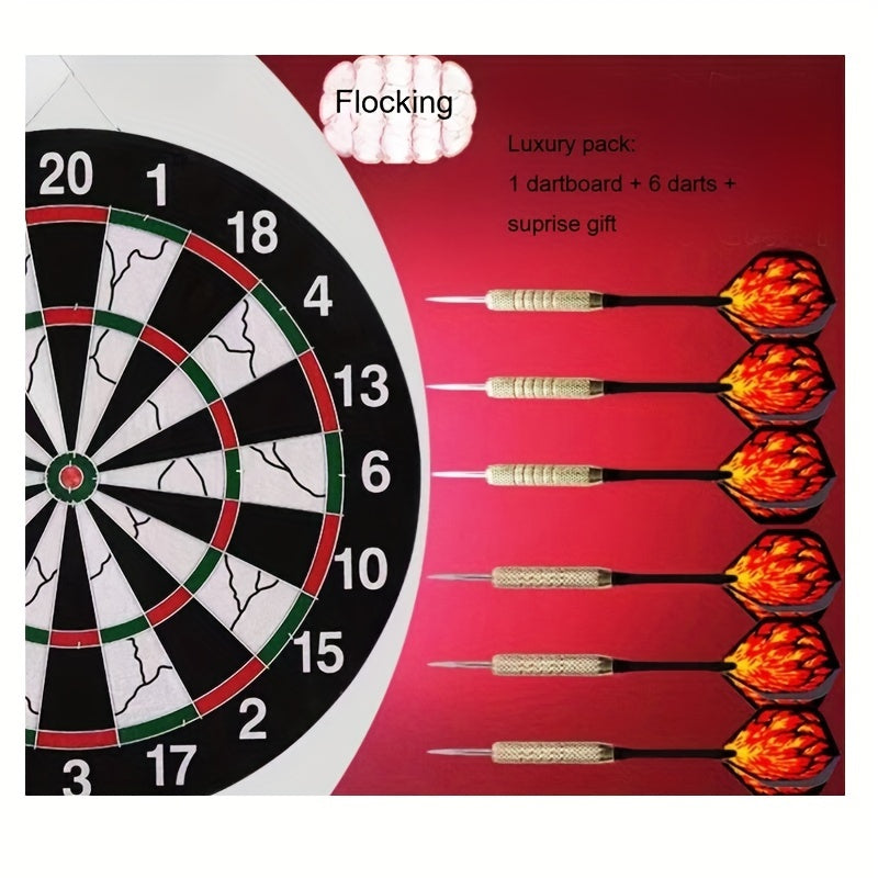 Dartboard Set with 6 Steel Tip Darts – 17 Inch Hanging Dart Board for Indoor Game Room, Holiday Party, Family Fun Night