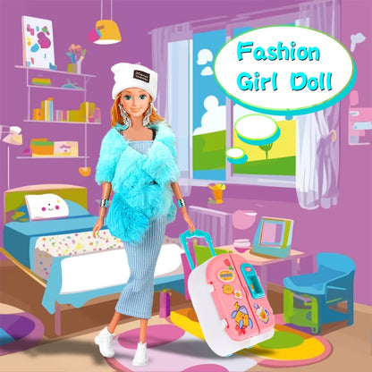 Doll Closet Playset 108 Piece with 11.5 Inch Fashion Doll Purple Wardrobe Wedding Gowns Shoes Handbags Crowns & Accessories – Ultimate Barbie-Size Fashion Gift for Girls Ages 6-12 Birthday Christmas
