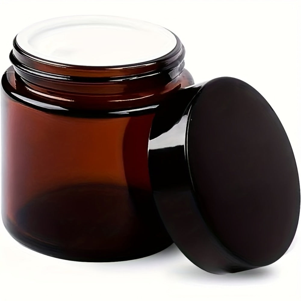 Brown Frosted Glass Jars with Lids 24 Pack – 2 oz Amber Glass Cosmetic Containers with Spoons & Labels, Non-Slip Base, UV-Protective Storage for Face Cream, Lotion, Body Butter, Candle Making & DIY Skincare