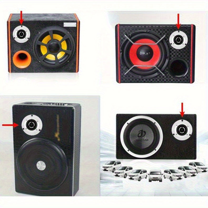 Set of 2, Maximum Power of 500W, 4-Ohm High-Pressure Car Ultrasonic Tweeter Featuring an Aluminum Frame And Diaphragm, Dual-Channel with Capacitor, Without Battery