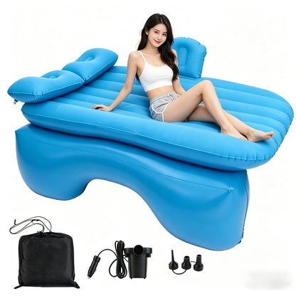 Inflatable Car Air Mattress for SUV, Truck & Back Seat – Fast Inflate Portable Camping Bed with Pillow, Air Pump & Carry Bag for Road Trips & Car Camping