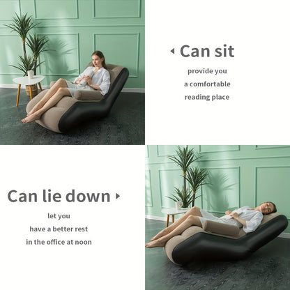 Portable PVC Inflatable Recliner Chair with Air Pump – S-Shape Ergonomic Sofa Bed for Outdoor & Indoor Use, Camping, Beach, Garden, Courtyard & Travel, Modern Backrest Lounger, Coffee Brown & Pink
