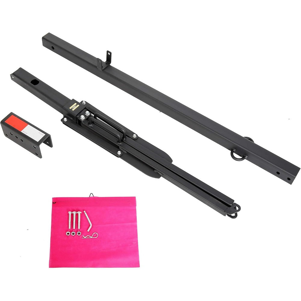 Truck Bed Hitch Extender 2 in 1 Design Foldable Extension Pickups Rack fits Canoe Boat Kayak ladder Lumber w/Flag Easy Installation with Hitch and Hardware (halloween & car accessories)