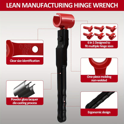 Door Hinge Adjustment Tool Kit 6-in-1 - Heavy Duty Steel Hinge Bender Wrench Set for Precise Door Gap Adjustment, Residential & Commercial Use, One-Piece Construction