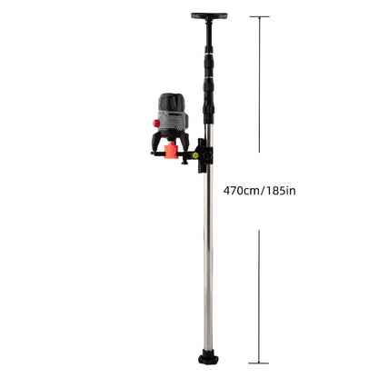 Telescoping Laser Level Pole 15.4ft / 4.7m – Adjustable Extension Rod with 1/4"-20 & 5/8"-11 Thread Mount for Rotary and Line Lasers, Professional Surveying & Construction Staff