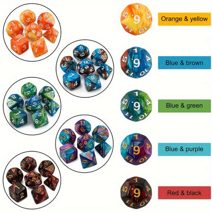 DND Polyhedral Dice Set 25 Sets 175pcs – Double Color D4 D6 D8 D10 D12 D20 for Dungeons & Dragons RPG MTG Tabletop Games, Bulk Dice with Drawstring Bag, 25 Colors