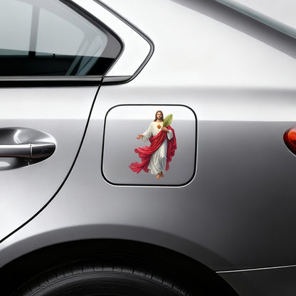 Funny Car Stickers 4PCS Set - Vinyl Window & Bumper Decals, Humorous White Robe Figure Design for Car Windows, Laptops & Outdoor Surfaces