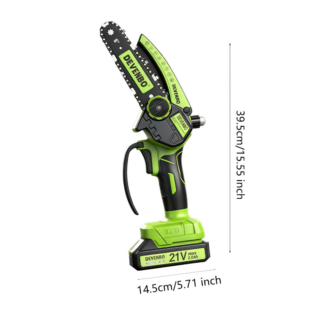 Cordless Mini Chainsaw 6 Inch – Handheld Lightweight Portable Electric Chainsaw with Safety Equipment, for Yard Gardening, Tree Pruning, Home Woodworking & Outdoor Survival, Thoughtful Gift for Men (1 or 2 Batteries)