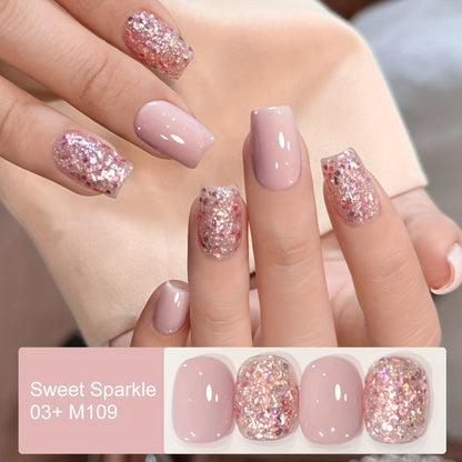 Glitter Gel Nail Polish 2-Color Set Candy Shimmer Soak Off UV LED – Photo Frame Bottle Nail Art Kit 0.51oz Each, Long Lasting Chip Resistant Sparkle for Salon & DIY Home Manicure