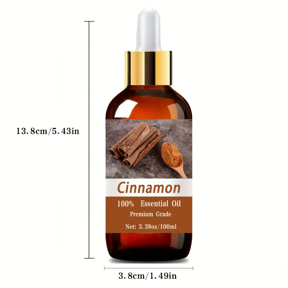 Pure Cinnamon Essential Oil for Massage Aromatherapy 100% Therapeutic Grade Warming Spicy Scent Scalp Hair Skin Care Diffuser Relaxation Meditation Gift for Women Men 100ml 3.38oz